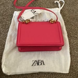 Zara floral pink shoulder bag w/ dust bag brand new with the tag